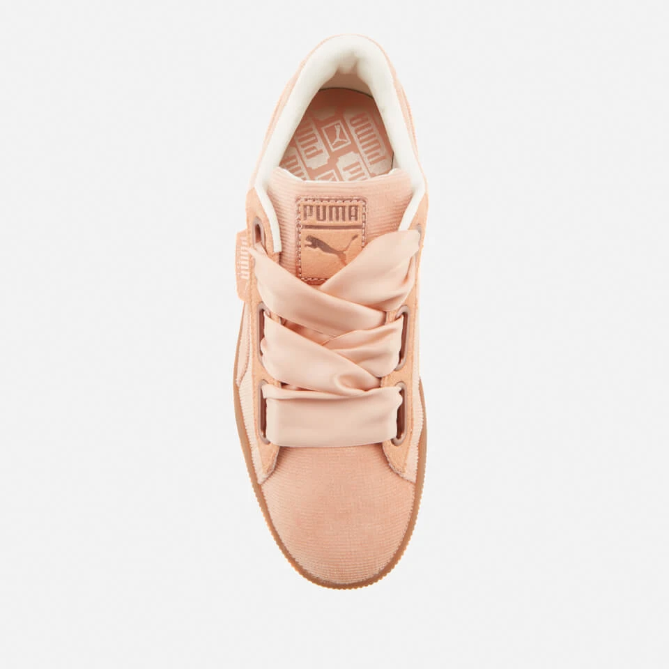Puma Women's Basket Heart Corduroy Trainers - Dusty Coral - Image 3