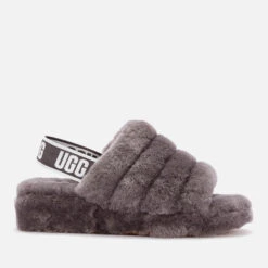 UGG Women's Fluff Yeah Slide Sheepskin Slippers - Charcoal