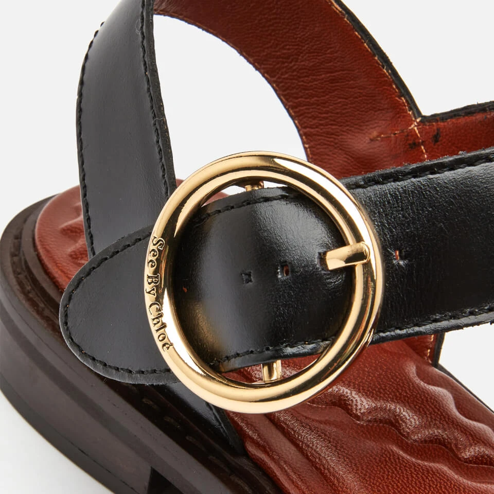 See By Chloé Women's Lyna Leather Flat Sandals - Black - Image 4