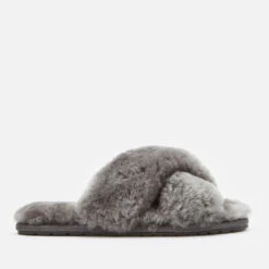 EMU Australia Women's Mayberry Sheepskin Cross Front Slippers - Charcoal