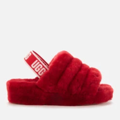 UGG Women's Fluff Yeah Slide Sheepskin Slippers - Ribbon Red