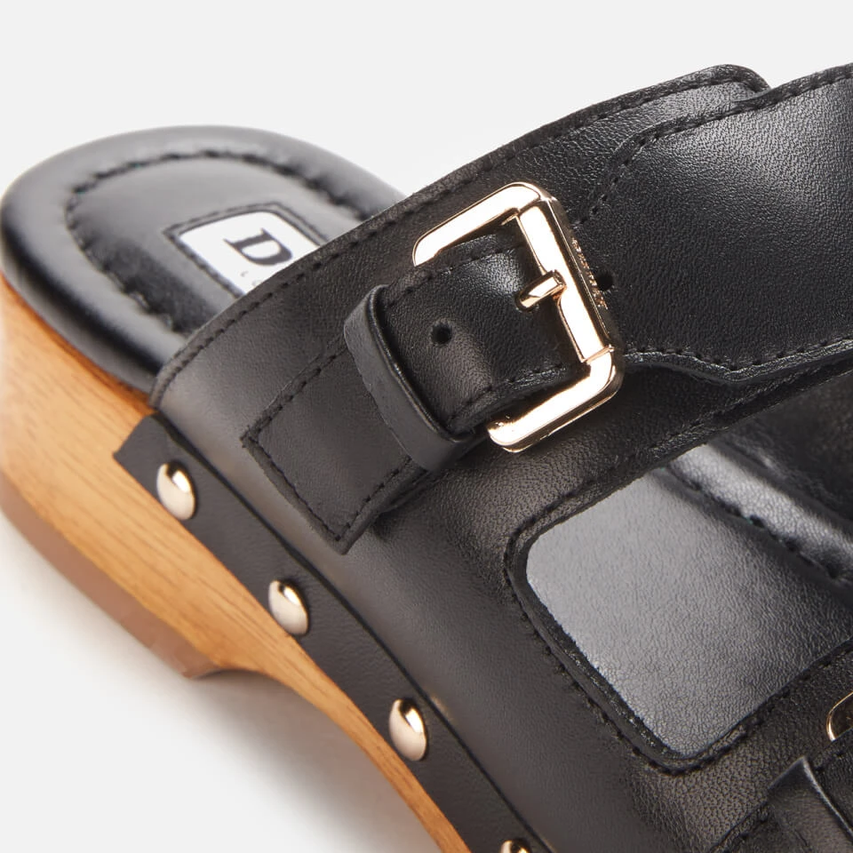 Dune Women's Juniper Leather Clog Sandals - Black - Image 4