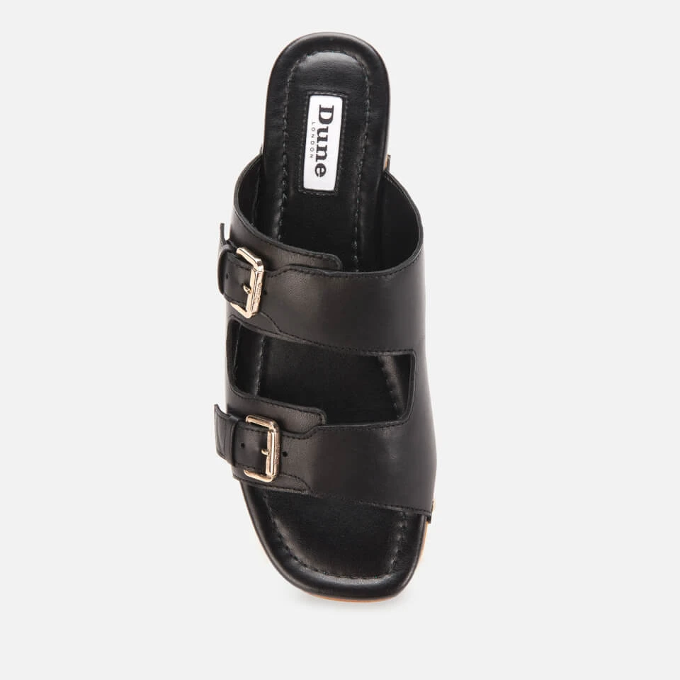 Dune Women's Juniper Leather Clog Sandals - Black - Image 3