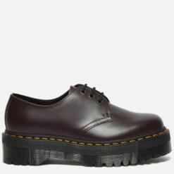 Dr. Martens Women's 1461 Quad Polished Smooth Leather 3-Eye Shoes - Burgundy
