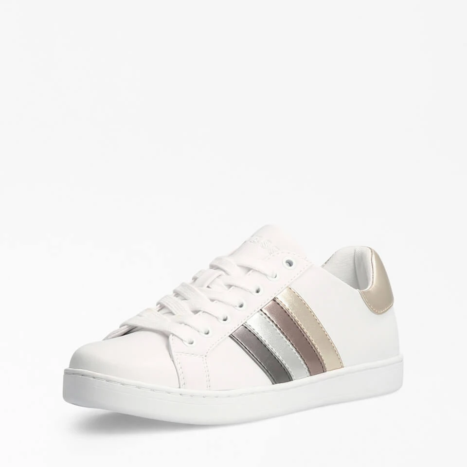 Guess Women's Jacobb Leather Cupsole Trainers - White/Platino - Image 2