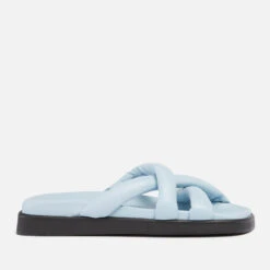 ALOHAS Women's Slip On Cross Leather Sandals - Baby Blue