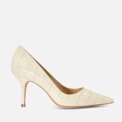 Dune Bold Crocodile Print Leather Court Shoes