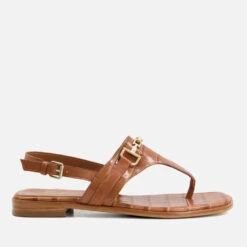 Dune Lexley Croc Print Toe Post Leather Sandals