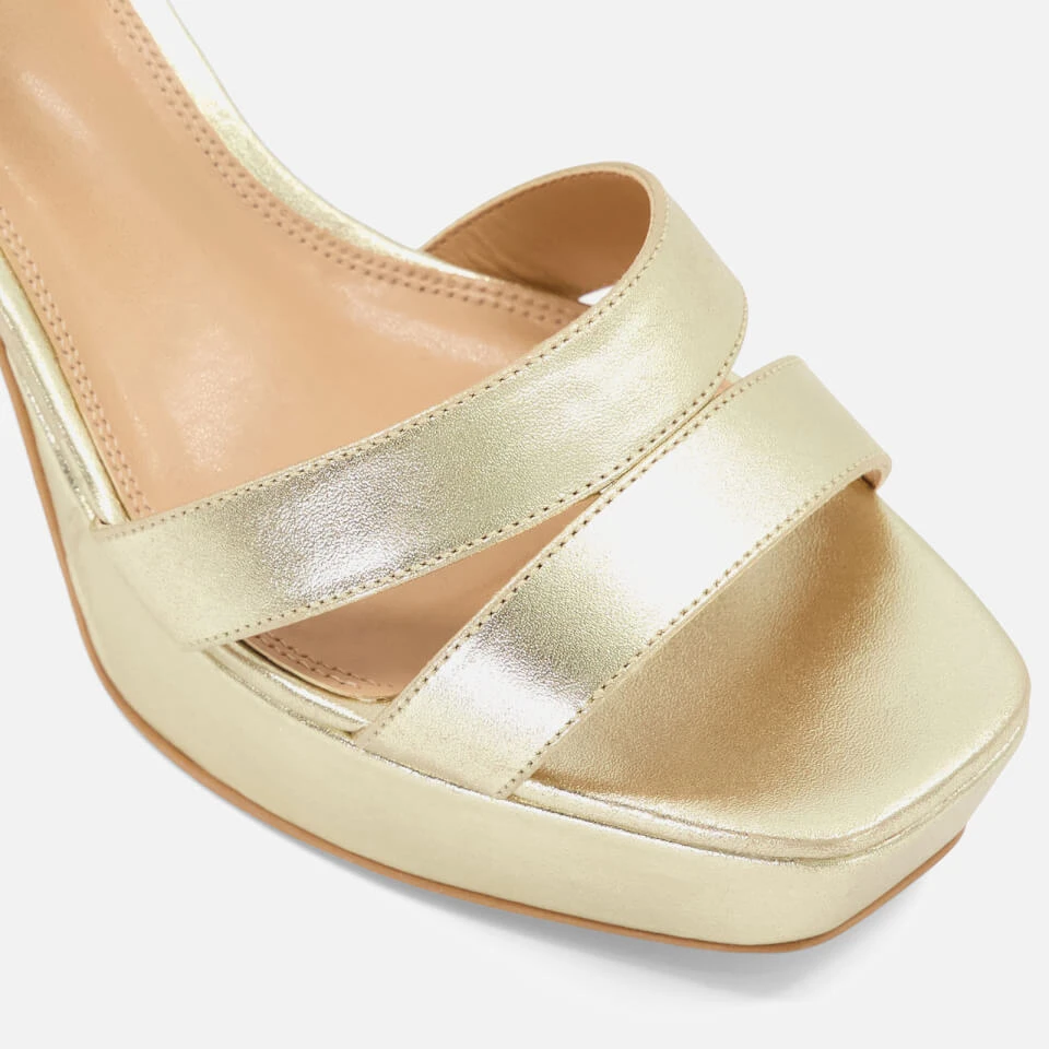 Dune Womens Molten Leather Mid-Platform Sandals - Gold - Image 3