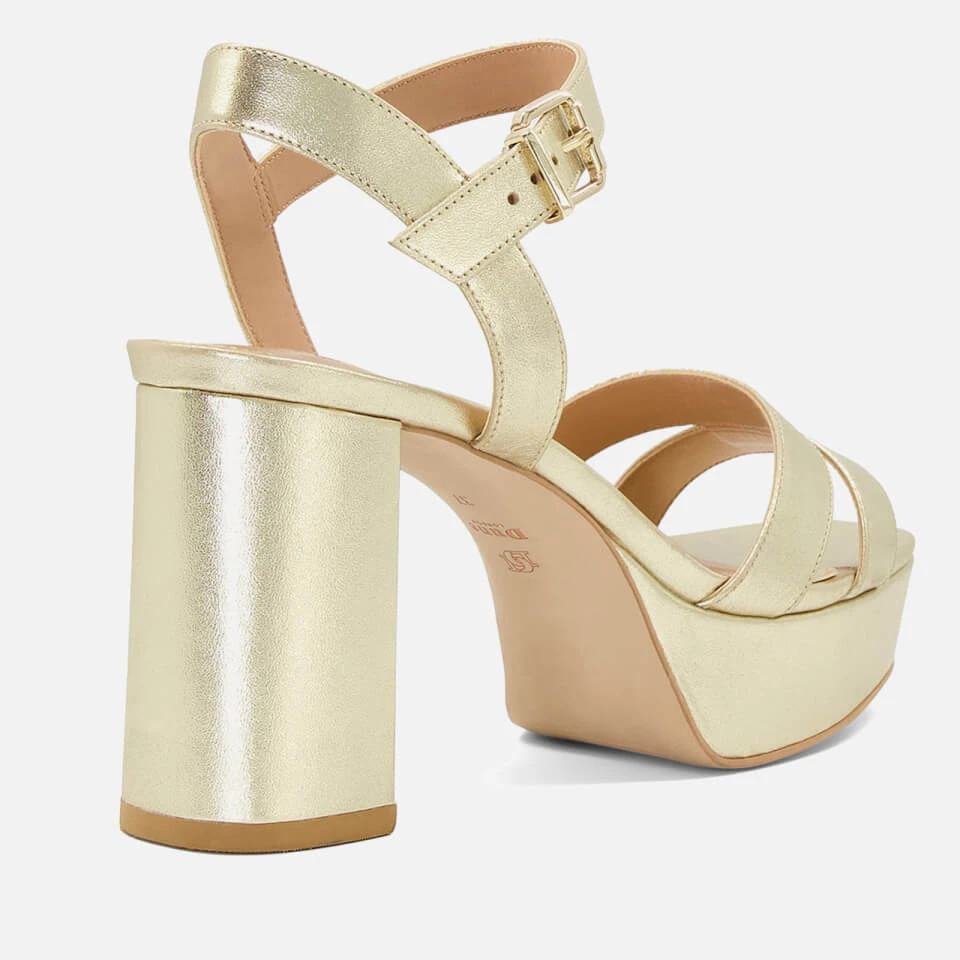 Dune Womens Molten Leather Mid-Platform Sandals - Gold - Image 4