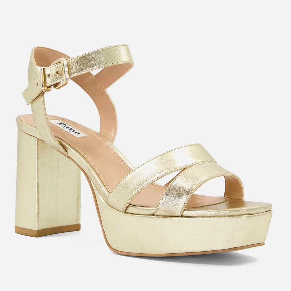 Dune Womens Molten Leather Mid-Platform Sandals - Gold - Image 2